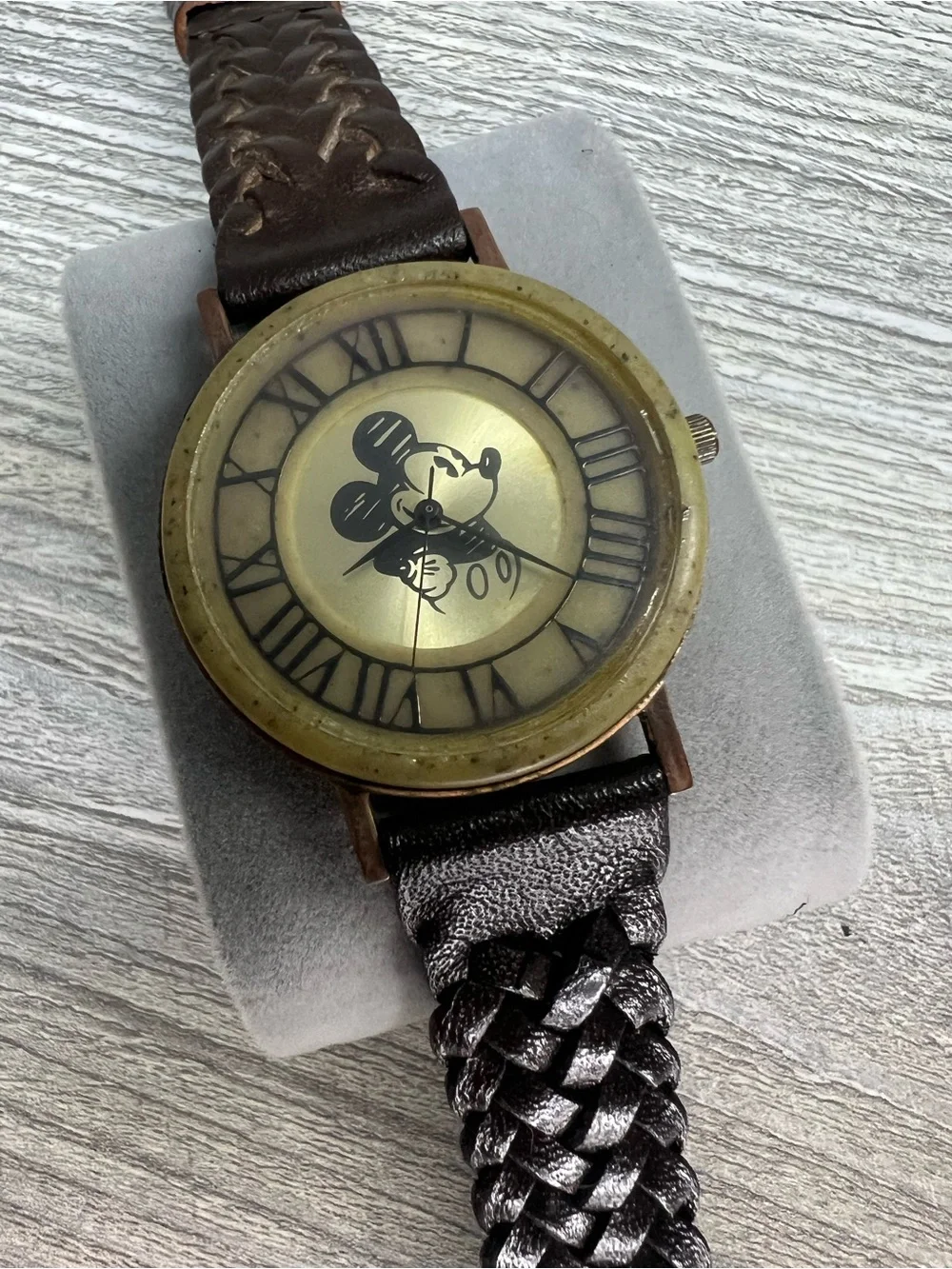 Vintage Fossil Mickey Mouse watch with brown band
